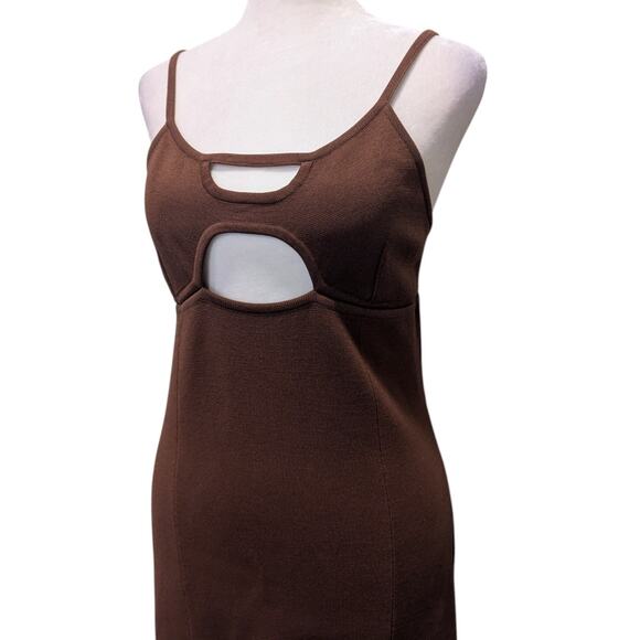 GAUGE81 Chocolate Seca Cutout Knit Mini Party Dress Size 38 - Picture 2 of 11